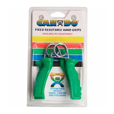 Fabrication Enterprises CanDo Fixed ErgoGrip Hand Exerciser, Green, Medium, 12 lb. Resistance, 1 Pair 10-1806